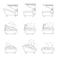 Set of bathtub vector icons. Bathroom outline illustration for design and web Royalty Free Stock Photo