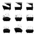 Set of bathtub vector icons. Bathroom simple illustration for design and web. Royalty Free Stock Photo