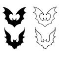 Set bats. Collection of bats. Flying bats. Halloween. Set of black silhouettes. Royalty Free Stock Photo