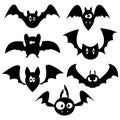 Set of bats for Halloween. Collection of black bats. Silhouettes of flying monsters. The bloodsuckers. Clip art for Royalty Free Stock Photo