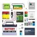 Set of Batteries. Primary Cells Power Bank. Vector
