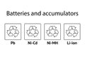 Set of Batteries Recycling codes