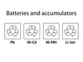 Set of Batteries Recycling codes Royalty Free Stock Photo