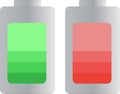 set of battery charge green and red. on white background Royalty Free Stock Photo