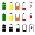 Set of battery icon vectors with various capacities