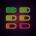 Set of battery neon sign.
