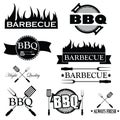 Set of bbq icons isolated on white,