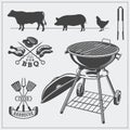 Set of BBQ labels and symbols. Royalty Free Stock Photo
