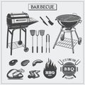 Set of BBQ labels and symbols. Royalty Free Stock Photo