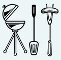 Set of bbq objects Royalty Free Stock Photo