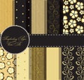 Set of beaautiful gold and black paper Royalty Free Stock Photo