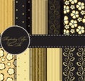 Set of beaautiful gold and black paper