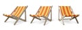 Set of Beach chaise longue for summer rest. Wooden deck chair. Royalty Free Stock Photo