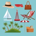 Set of beach elements Royalty Free Stock Photo