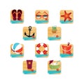 set of beach icons. Vector illustration decorative design Royalty Free Stock Photo