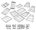 Set of Beach Mat illustration Hand drawn doodle Sketch line vector eps10