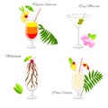 Set of beach party cocktails Royalty Free Stock Photo
