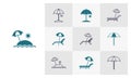 Set of Beach tables and umbrellas icon vector template, Travel design icon concepts, Creative design