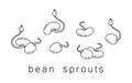 Set of bean sprouts icon. Thin line art logo of sprouted beans, soy and peas. Black simple illustration. Contour isolated vector