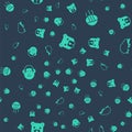 Set Bear head, Jellyfish, Monkey and Hedgehog on seamless pattern. Vector Royalty Free Stock Photo