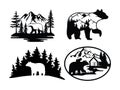 Set of bear mountain logo template