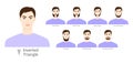 Set of Beard style for Inverted Triangle face shape and mustache men illustration Facial hair. Vector purple portrait