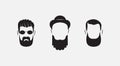 Set of bearded handsome men, long beard with facial hair man.