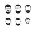 Set of bearded handsome men, long beard with facial hair man.