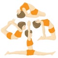 Set of beatiful girl practicing yoga postures