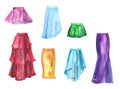 Set of watercolor skirts Royalty Free Stock Photo