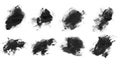 Set of beautiful abstract black ink brushes for painting isolated on white background Royalty Free Stock Photo