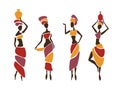 Set of beautiful African women silhouettes Royalty Free Stock Photo