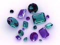 Set of beautiful aquamarine gemstone - 3D Royalty Free Stock Photo