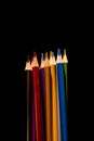 Set beautiful black, colored pencils of colored pencils on black background. Soon to school. Back to School