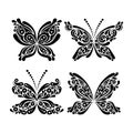 Set of beautiful black and white butterfly tattoo Royalty Free Stock Photo