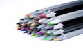 Set beautiful black and white of color pencils white background Royalty Free Stock Photo