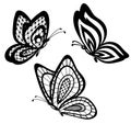 set of beautiful black and white guipure lace butterflies