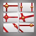 Set of beautiful cards with red gift bows with ribbons Vector ep Royalty Free Stock Photo