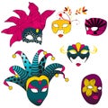Set of beautiful carnival masks