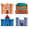 Set of beautiful cartoons castles