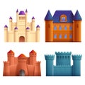 Set of beautiful cartoons castles