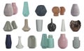 Set of beautiful ceramic vases on background