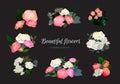 Set of Beautiful Detailed Floral Bouquets