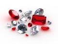 Set beautiful diamond and ruby stones