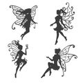 Set of beautiful Fairy silhouettes.