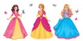 Set beautiful fairytale Elf princess on white background. Children`s illustration for print or sticker. Isolated illustration.