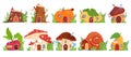 A set of beautiful fantasy houses. Illustration of children fairy-tale houses. Housing for fictional characters. Vector Royalty Free Stock Photo