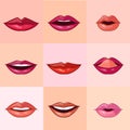 Set of Beautiful Female Lips