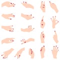 Set of beautiful female manicured hands.