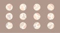 Set of beautiful feminine pastel vector highlight covers, abstract organic shapes, round icons for social media